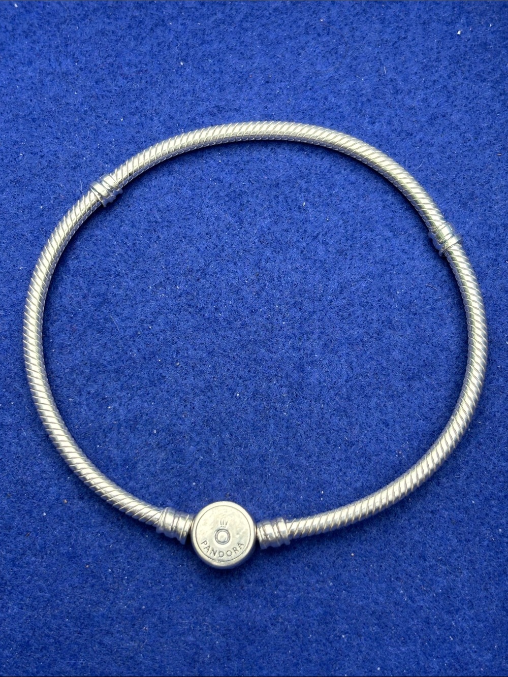 Pandora Silver Snake Chain Bracelet - Blue Crystal